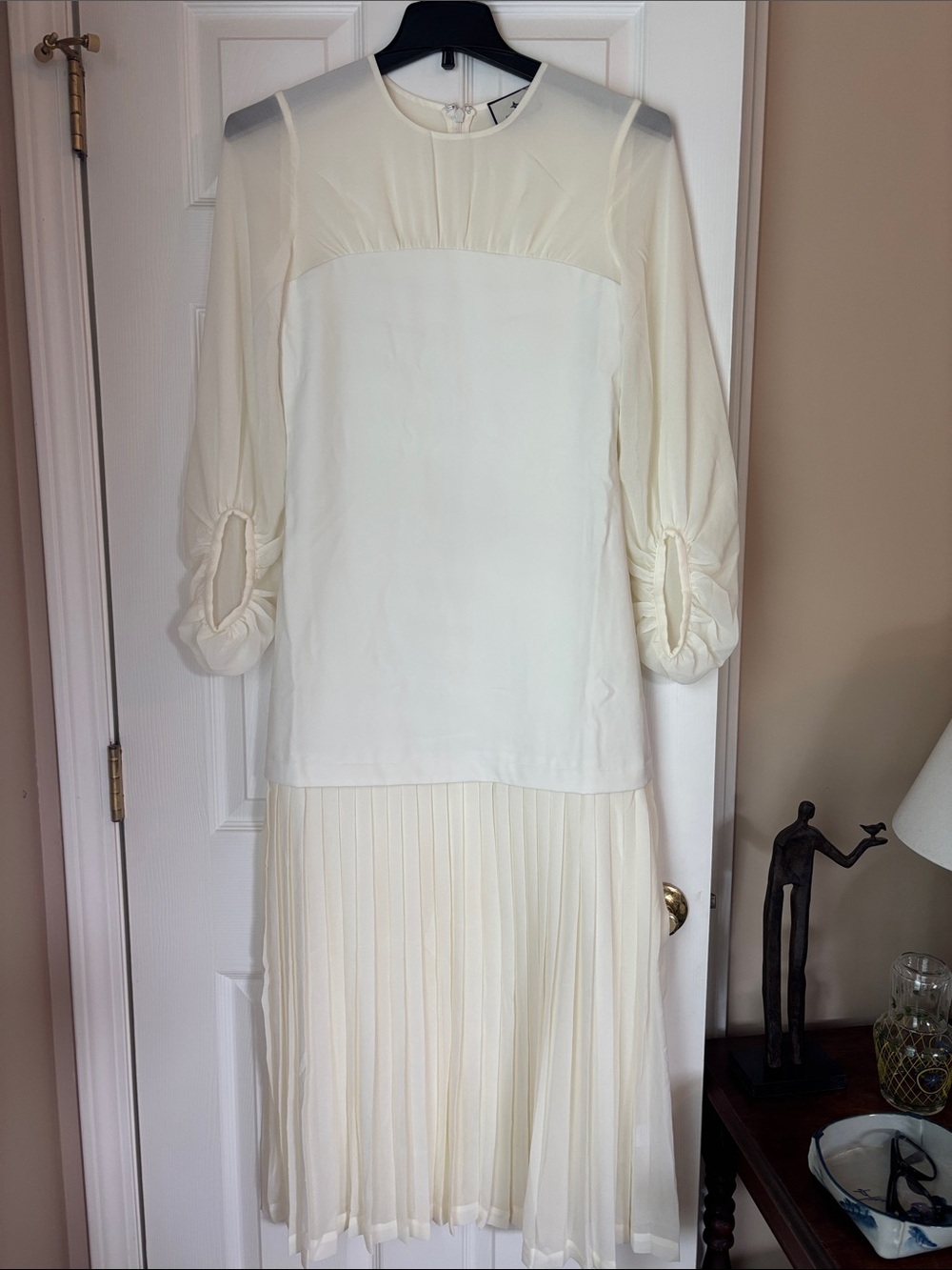 Tuckernuck Ivory Long-Sleeve Pleated Midi Dress